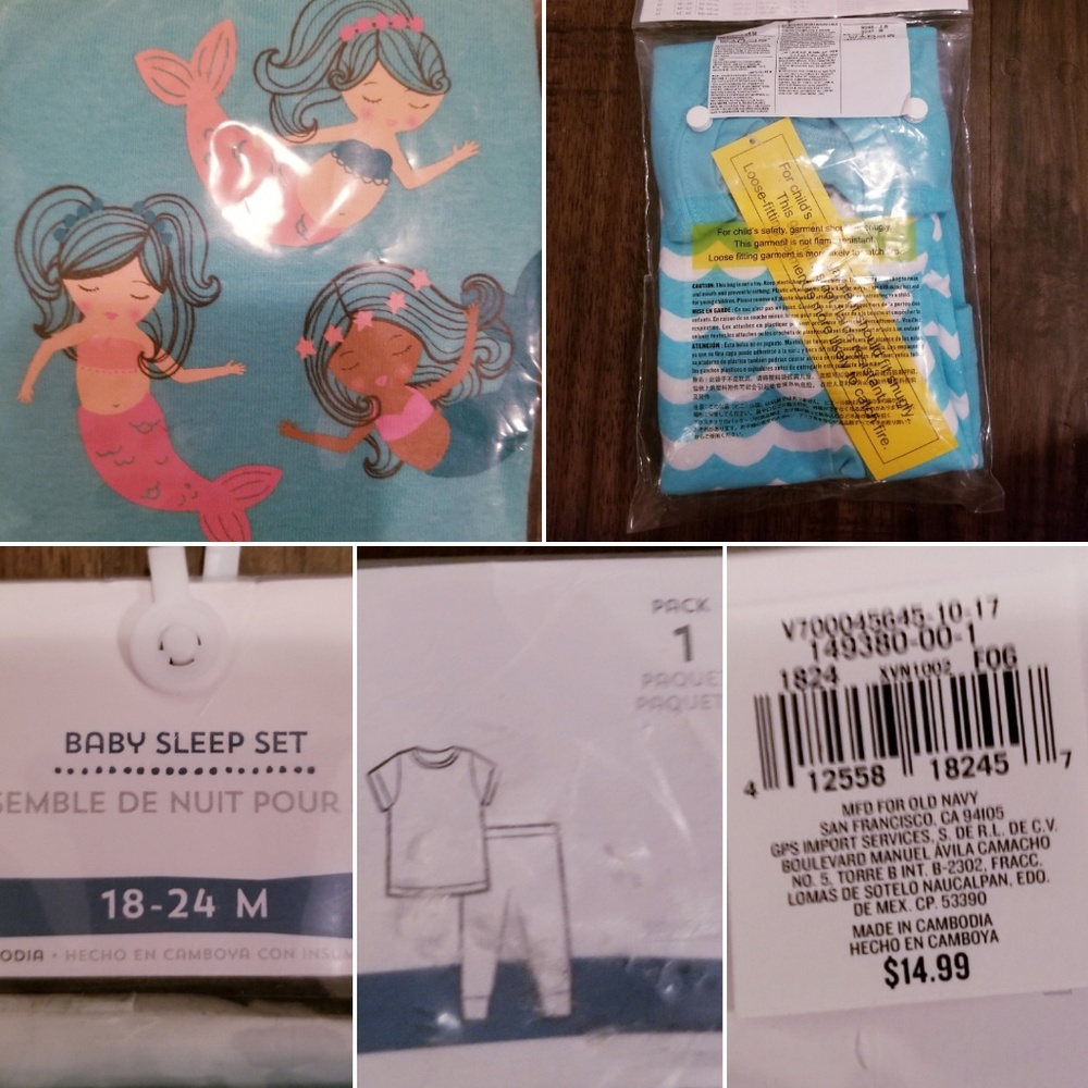 Short sleeve w/ pants old navy pajamas mermaids